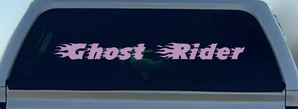 Ghost Rider Text With Flames Biker Car or Truck Window Decal Sticker