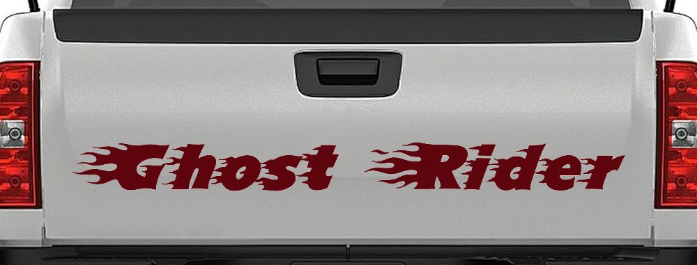 Ghost Rider Text With Flames Biker Car or Truck Window Decal Sticker