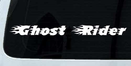 Ghost Rider Text With Flames Biker Car or Truck Window Decal Sticker