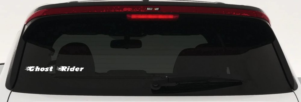 Ghost Rider Text With Flames Biker Car or Truck Window Decal Sticker