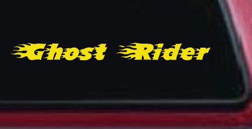 Ghost Rider Text With Flames Biker Car or Truck Window Decal Sticker