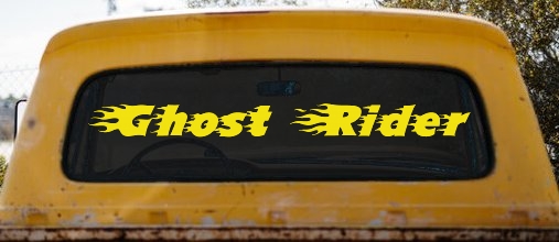 Ghost Rider Text With Flames Biker Car or Truck Window Decal Sticker