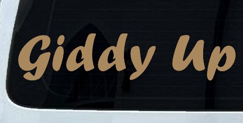 Giddy Up Car or Truck Window Decal Sticker (Light Brown)