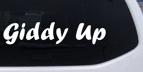 Giddy Up Car or Truck Window Vinyl Decal Sticker (White)