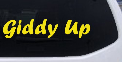 Giddy Up Car or Truck Window Vinyl Decal Sticker (Yellow)