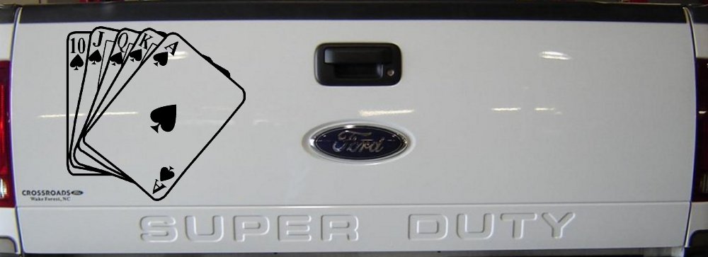 Poker Royal Flush Spades Car or Truck Window Decal Sticker (Black)