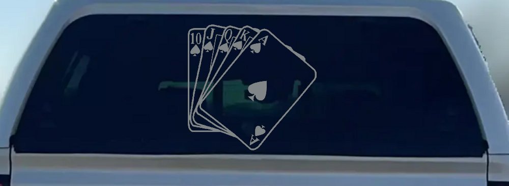 Poker Royal Flush Spades Car or Truck Window Vinyl Decal Sticker (Telegrey)