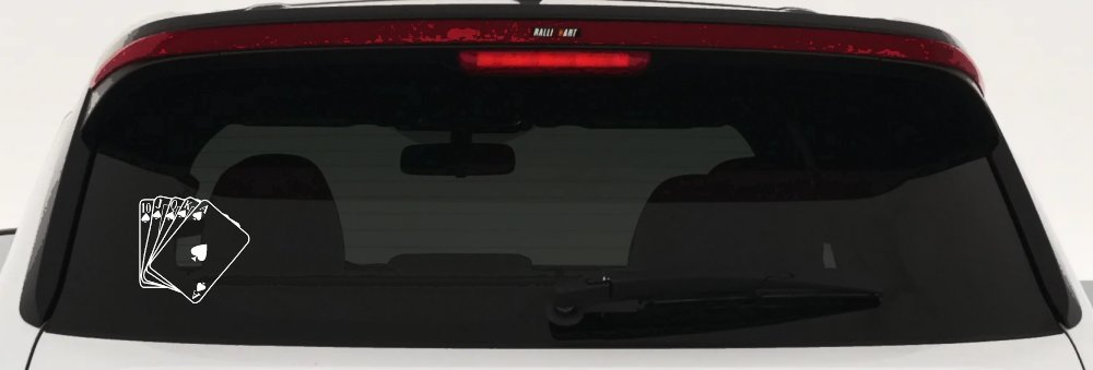 Poker Royal Flush Spades Car or Truck Window Decal Sticker (White)