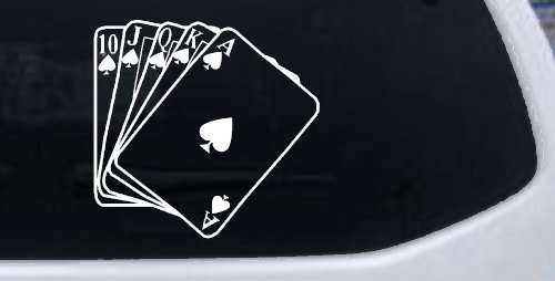 Poker Royal Flush Spades Car or Truck Window Decal Sticker (White)