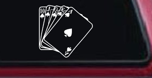 Poker Royal Flush Spades Car or Truck Window Vinyl Decal Sticker (White)