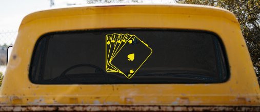 Poker Royal Flush Spades Car or Truck Window Vinyl Decal Sticker (Yellow)