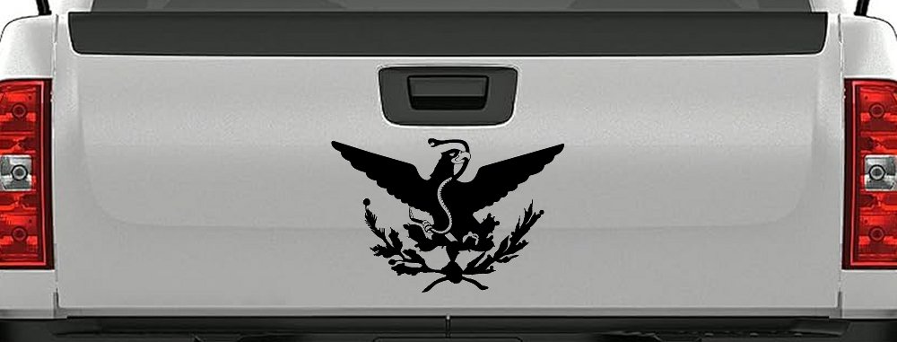 Mexican Flag Emblem Porfirian Era Car or Truck Window Decal Sticker (Black)