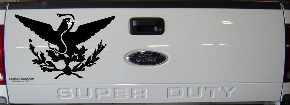 Mexican Flag Emblem Porfirian Era Car or Truck Window Vinyl Decal Sticker (Black)