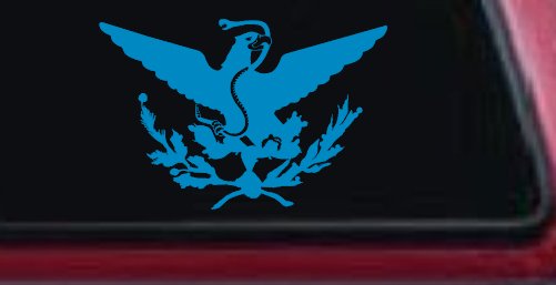 Mexican Flag Emblem Porfirian Era Car or Truck Window Decal Sticker (Blue)