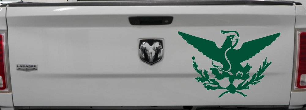Mexican Flag Emblem Porfirian Era Car or Truck Window Decal Sticker (Dark Green)