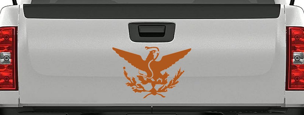 Mexican Flag Emblem Porfirian Era Car or Truck Window Decal Sticker (Nut Brown)