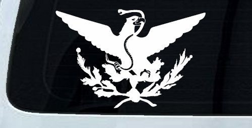 Mexican Flag Emblem Porfirian Era Car or Truck Window Decal Sticker (White)