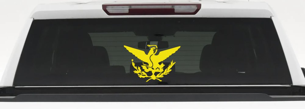 Mexican Flag Emblem Porfirian Era Car or Truck Window Decal Sticker (Yellow)