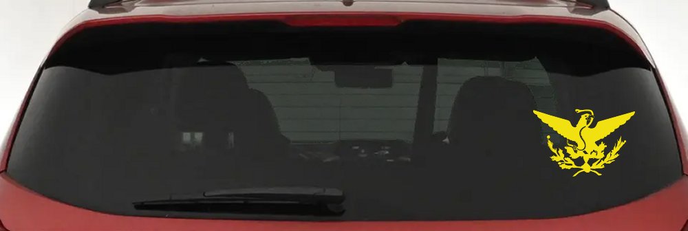 Mexican Flag Emblem Porfirian Era Car or Truck Window Vinyl Decal Sticker (Yellow)