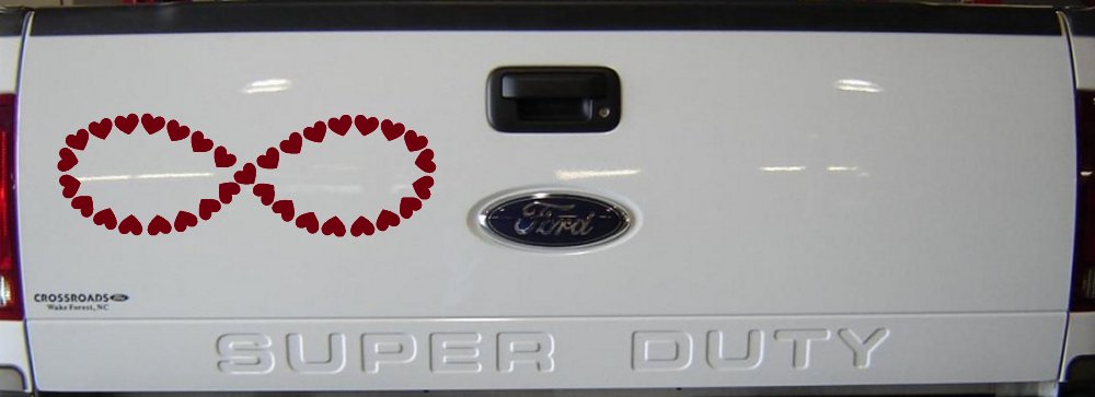 Infinity With Hearts Car or Truck Window Decal Sticker (Burgundy)