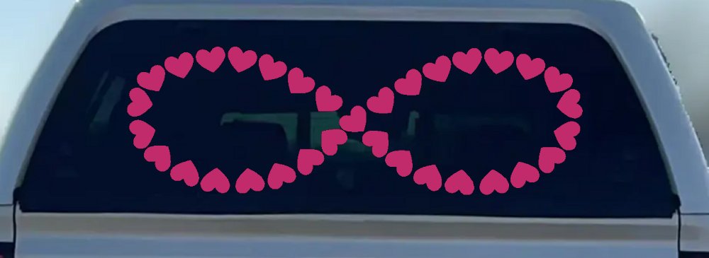 Infinity With Hearts Car or Truck Window Decal Sticker (Hot Pink)
