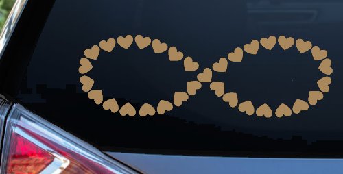 Infinity With Hearts Car or Truck Window Vinyl Decal Sticker (Light Brown)