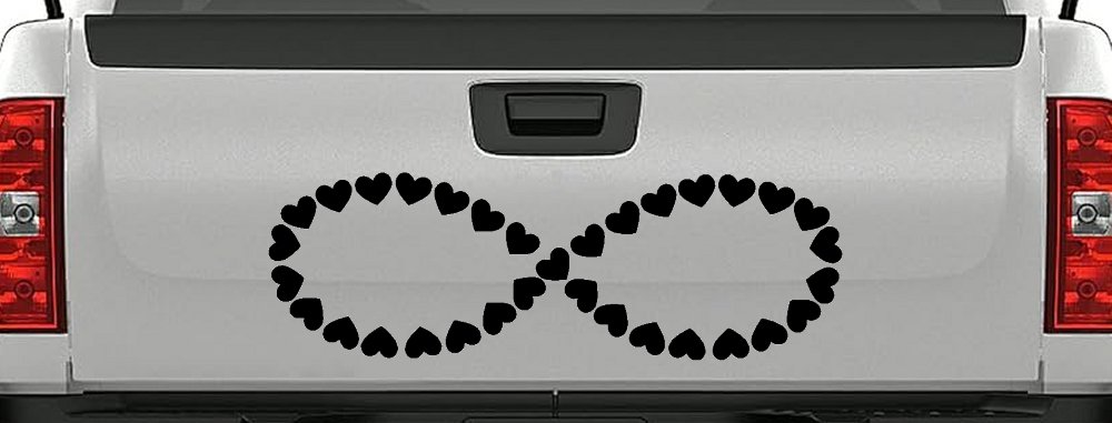 Infinity With Hearts Car or Truck Window Vinyl Decal Sticker (Matte Black)