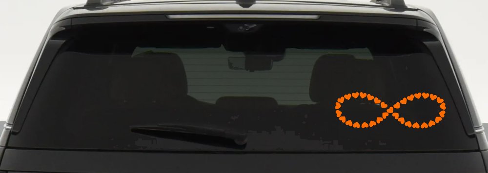 Infinity With Hearts Car or Truck Window Vinyl Decal Sticker (Orange)