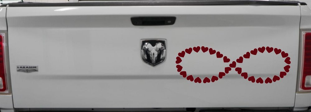 Infinity With Hearts Car or Truck Window Decal Sticker (Purple Red)