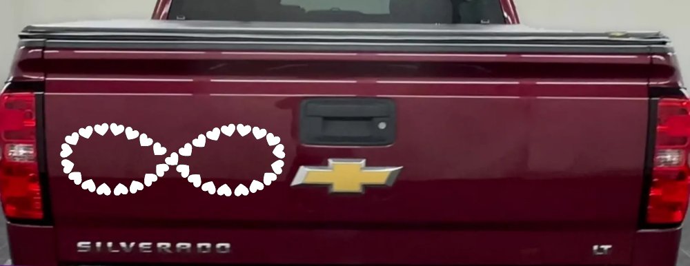Infinity With Hearts Car or Truck Window Vinyl Decal Sticker (White)