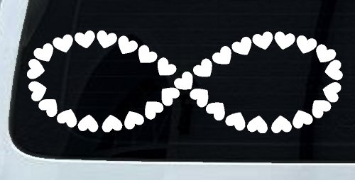 Infinity With Hearts Car or Truck Window Decal Sticker (White)