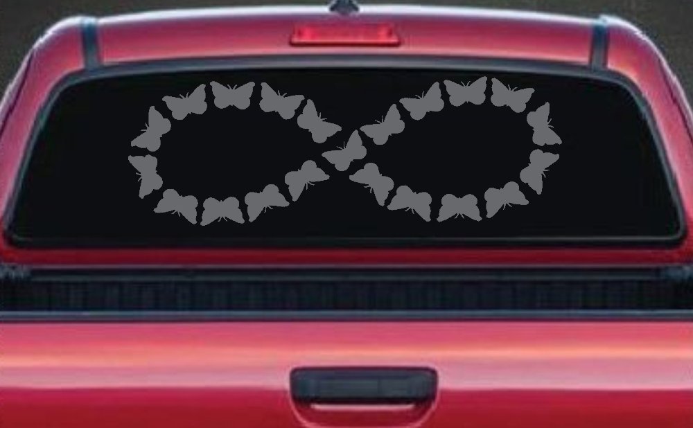 Infinity With Butterflys Car or Truck Window Decal Sticker (Silver)
