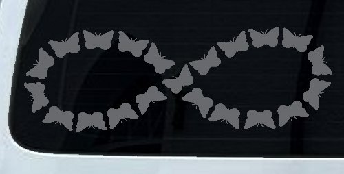 Infinity With Butterflys Car or Truck Window Decal Sticker (Silver)