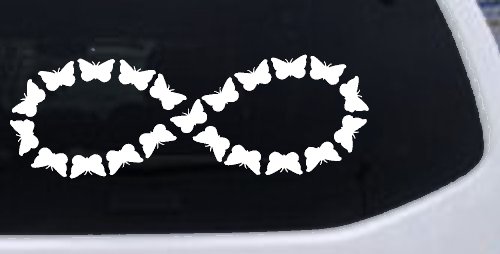 Infinity With Butterflys Car or Truck Window Decal Sticker (White)