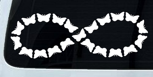 Infinity With Butterflys Car or Truck Window Decal Sticker (White)