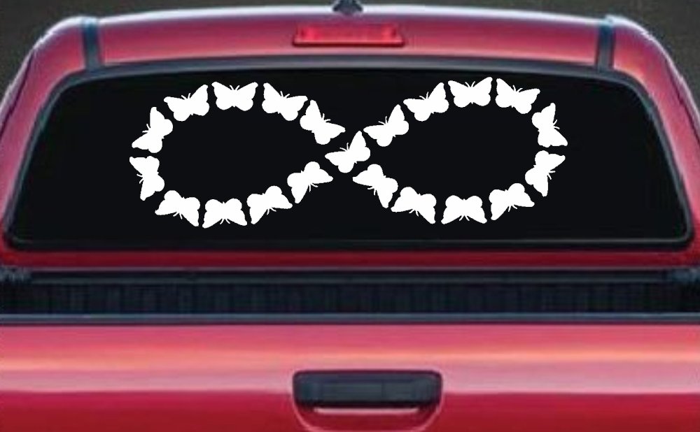Infinity With Butterflys Car or Truck Window Vinyl Decal Sticker (White)