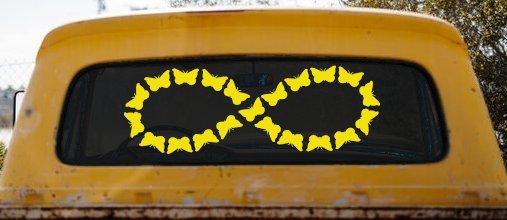 Infinity With Butterflys Car or Truck Window Decal Sticker (Yellow)