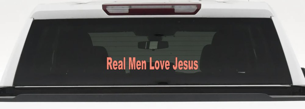 Real Men Love Jesus Christian Car or Truck Window Decal Sticker (Coral)