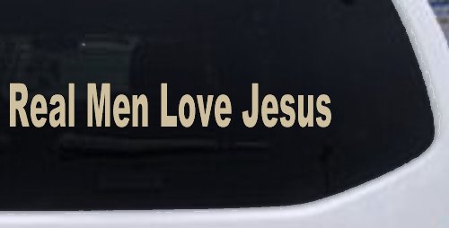 Real Men Love Jesus Christian Car or Truck Window Decal Sticker (Desert Sand)
