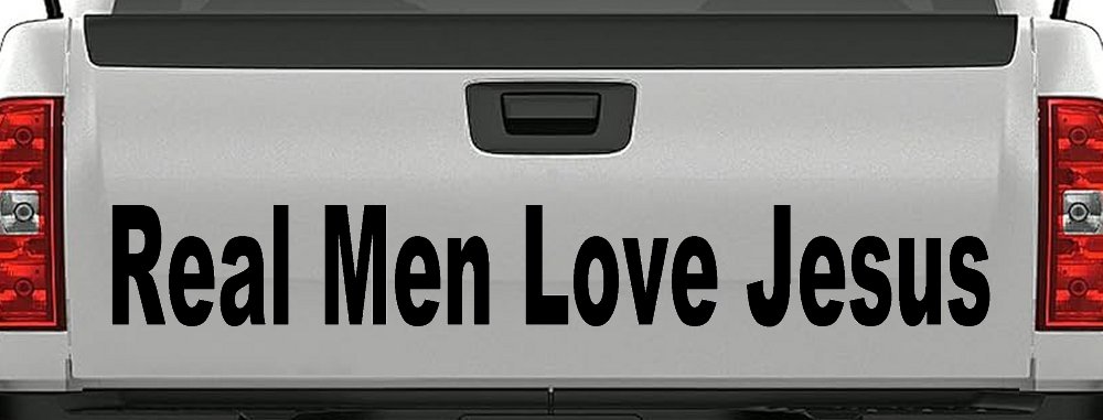 Real Men Love Jesus Christian Car or Truck Window Decal Sticker (Matte Black)