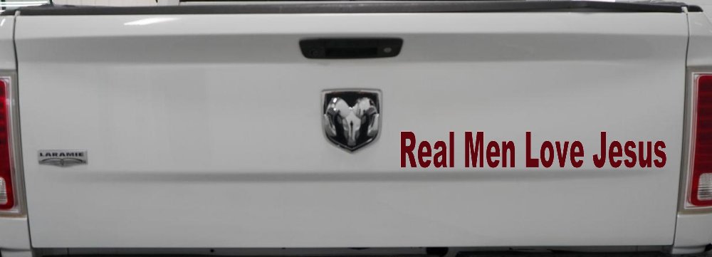 Real Men Love Jesus Christian Car or Truck Window Decal Sticker (Purple Red)