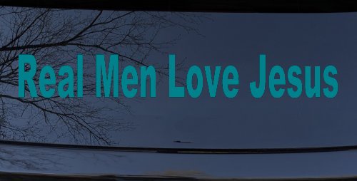 Real Men Love Jesus Christian Car or Truck Window Decal Sticker (Turquoise Blue)