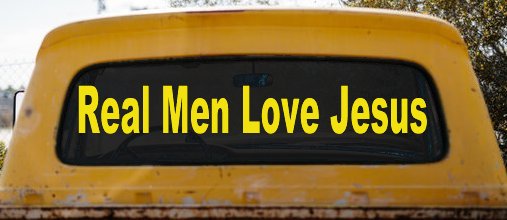 Real Men Love Jesus Christian Car or Truck Window Decal Sticker (Yellow)