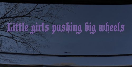 Little Girls Pushing Big Wheels Off Road Car or Truck Window Decal Sticker (Purple)