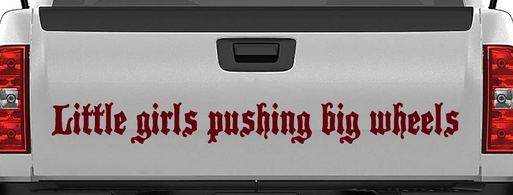 Little Girls Pushing Big Wheels Off Road Car or Truck Window Decal Sticker (Purple Red)