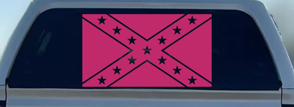 Confederate Southern Rebel Battle Flag Country Car or Truck Window Decal Sticker (Hot Pink)
