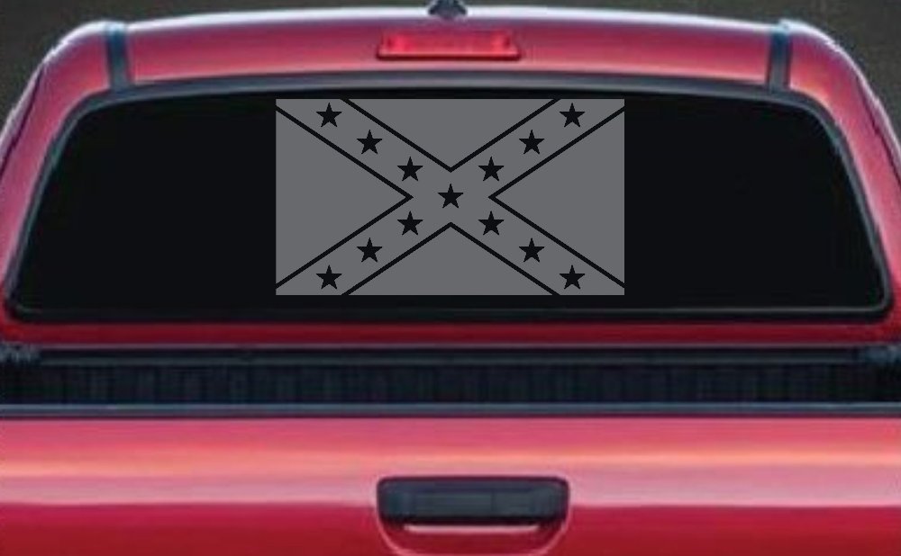 Confederate Southern Rebel Battle Flag Country Car or Truck Window Vinyl Decal Sticker (Silver)