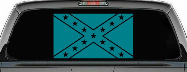 Confederate Southern Rebel Battle Flag Country Car or Truck Window Decal Sticker (Turquoise Blue)