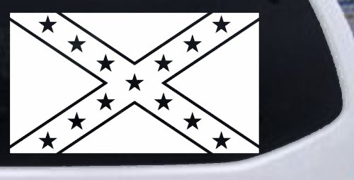 Confederate Southern Rebel Battle Flag Country Car or Truck Window Decal Sticker (White)