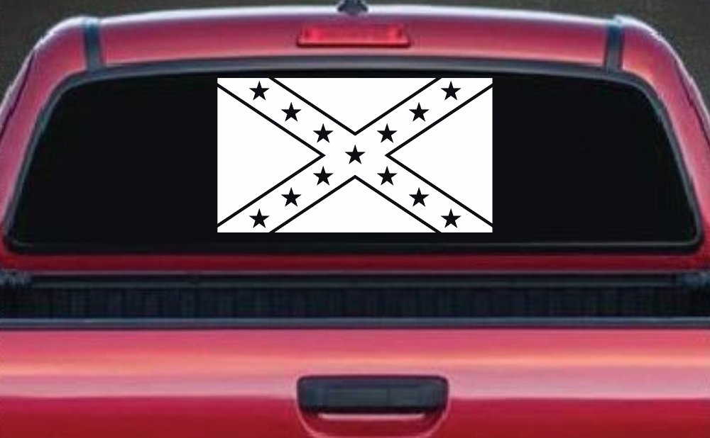 Confederate Southern Rebel Battle Flag Country Car or Truck Window Decal Sticker (White)